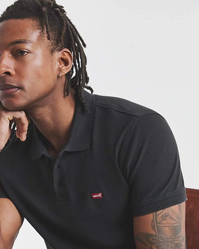 Image of Levis Levis Short Sleeve Housemark Pique Polo Black - Levis - Size: 3XL Black Male 3XL LE24207