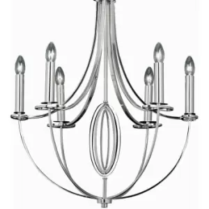 Image of Multi Light Ceiling Pendant 6 Bulb Nickel Feature Chandelier Vintage Metal Lamp