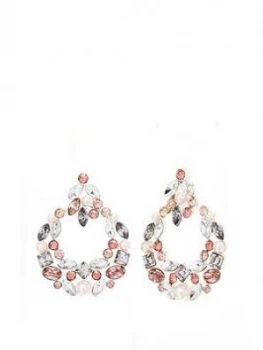 Image of Mood Silver Plated Tonal Pink Encrusted Door Knocker Earrings