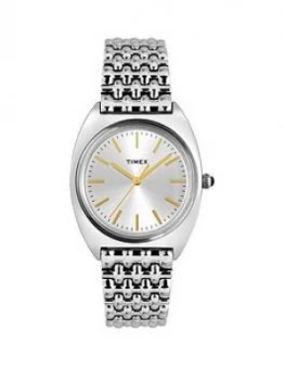 Image of Timex Timex Milano Silver And Gold Detail Sunray Dial Stainless Steel Bracelet Ladies Watch
