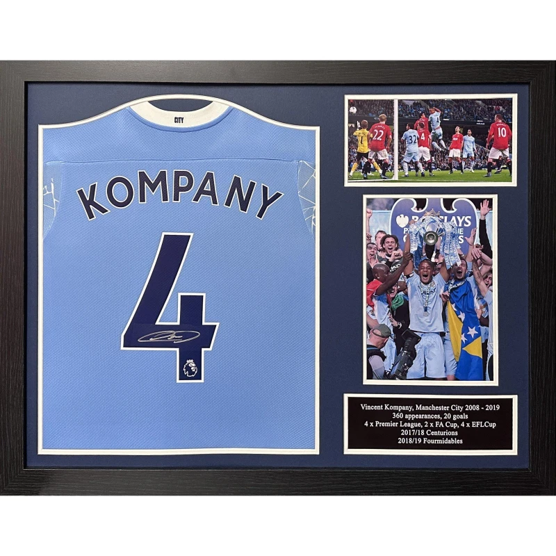 Image of AllStarSignings Ltd Vincent Kompany signed Manchester City shirt Blue unisex One Size