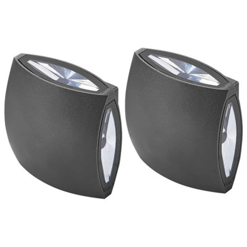 Image of Beliani Set Of 2 Outdoor LED Wall Lights Ramapo Black
