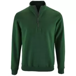 Image of SOLS Mens Stan Contrast Zip Neck Sweatshirt (M) (Bottle Green)