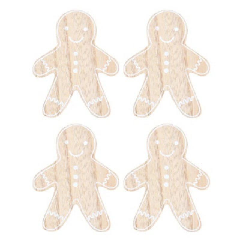 Image of Something Different Something Different Gingerbread Man Christmas Coaster Set (Pack of 4) in Medium Beige Medium Beige One Size Unisex 5063527554970