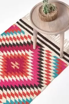 Image of Manila Handwoven Patterned Kilim Wool Hall Runner, 66 x 200 cm