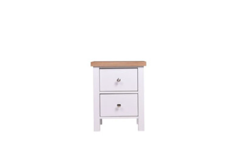 Image of Timber Art Design Astbury Bedside Cabinet Bedroom Furniture Nightstand Table 2 Drawer White Oak
