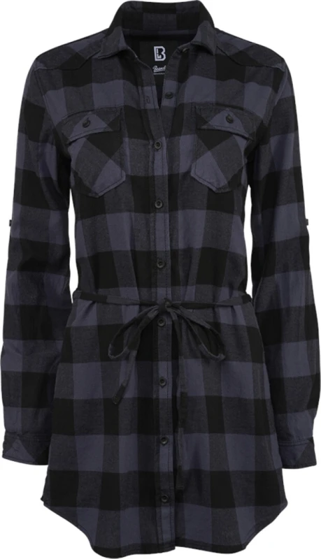 Image of Brandit Lucy Longshirt Ladies Shirt, black-grey, Size S for Women