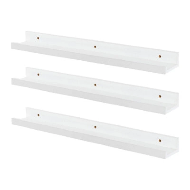 Image of Harbour Housewares Floating Picture Ledge Wall Shelves - 57cm - Pack of 3 White