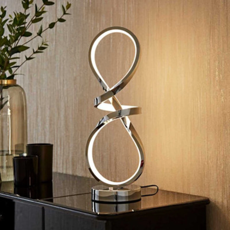 Image of Valuelights Infinity Chrome Swirl Integrated LED Table Lamp