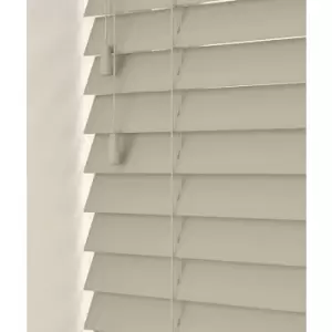 Image of Newedgeblinds - 180cm Dove Grey Faux Wood Venetian Blind With Strings (50mm Slats) Blind With Strings (50mm Slats)