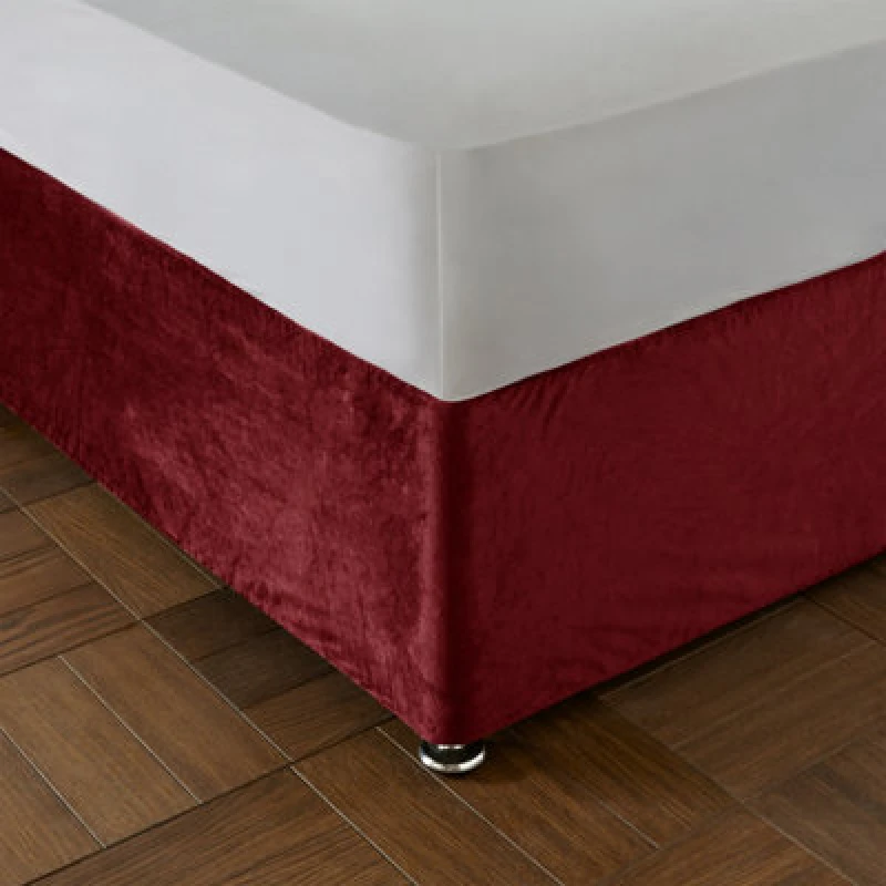 Image of Catherine Lansfield Catherine Lansfield 'Kingsley Matt Velvet' Elasticated Divan Base Wrap in Raspberry Size: Double Raspberry Double Unisex 5057681