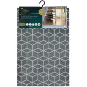 Image of Mega Highly Absorbent Machine Washable Door Mat, 3D Cube Design, Grey, White,