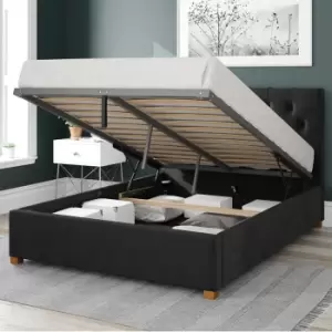 Image of Olivier Plush Velvet Ottoman Bed Ebony