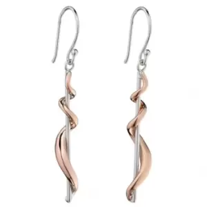 Image of Elements Silver Rose Gold Detail Twsist Drop Earrings E5696