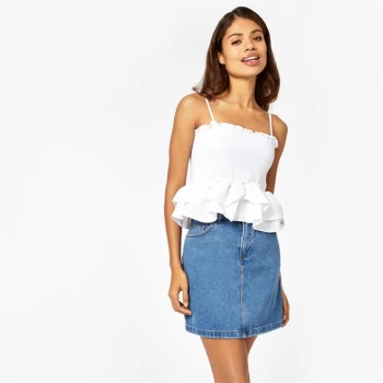 Image of Jack Wills Ethel Smocked Peplum Cami Top - White