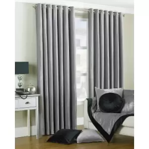 Image of Riva Home Wellesley Ringtop Curtains (66x72 (168x183cm)) (Silver)