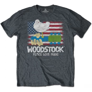 Image of Woodstock - Flag Unisex Medium T-Shirt - Grey