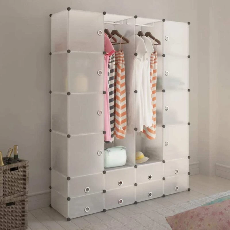 Image of vidaXL Modular Cabinet 18 Compartments White 37x146x180.5cm Clothes Organiser