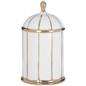 Image of Premier Housewares Coletta Medium Ceramic Jar - White/Gold Finish