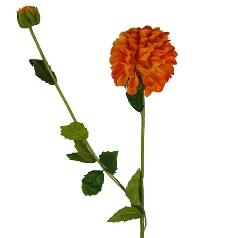 Image of Leaf 75cm Artificial Dahlia PomPom Flowers Orange