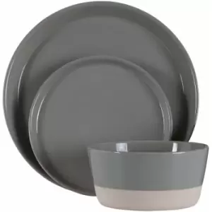 Image of Dinner Sets With 12 Pieces / Grey Dinner Set With Different Sized Plates For Dinners / Lunches / Set For 4 Made In Stoneware 25 x 27 x 27 - Premier