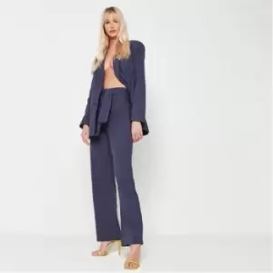 Image of Missguided Linen Look Tailored Straight Leg Trousers - Blue
