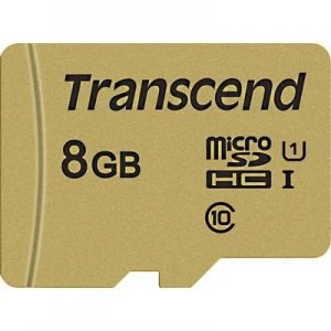 Image of Transcend Premium 500S microSDHC card 8GB Class 10, UHS-I, UHS-Class 1 incl. SD adapter