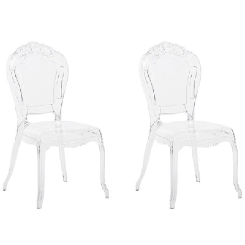 Image of BELIANI Set of 2 Modern Transparent Dining Chairs Clear Acrylic Stackable Vermont 81350
