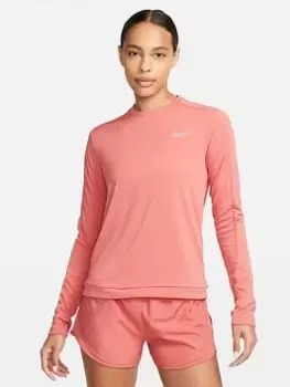Image of Nike Running Pacer Long Sleeve Crew - Dark Orange, Dark Orange, Size XS, Women