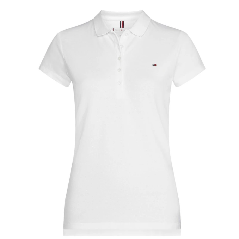 Image of Tommy Hilfiger Heritage Short Sleeve Slim Fit Polo Shirt Ladies CLASSIC WHT 100 female 8 (XS)