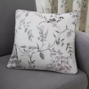 Image of Dreams & Drapes Jazmine Floral Print 100% Cotton Piped Edge Filled Cushion, Heather, 43 x 43 Cm