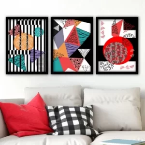 Image of 3SC100 Multicolor Decorative Framed Painting (3 Pieces)