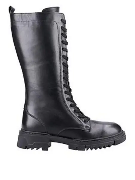 Image of Riva Susie Cleat Sole Lace Up Calf Boots - Black VNONV Female 6