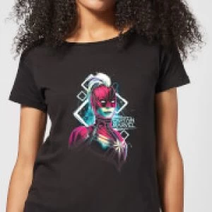 Image of Captain Marvel Neon Warrior Womens T-Shirt - Black - S