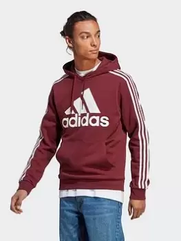 Image of adidas Sportswear Sportswear Essentials Fleece 3-stripes Logo Hoodie, Maroon, Size L, Men