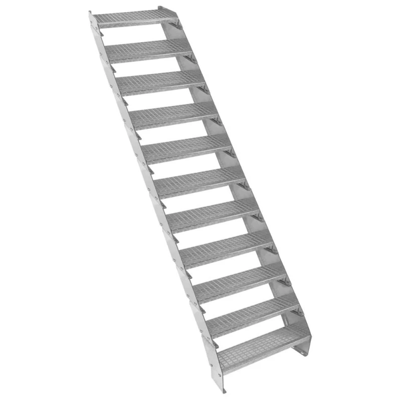 Image of Monstershop Adjustable 11 Section Galvanised Staircase - 600mm Wide Silver