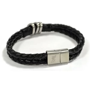 Image of Liverpool Leather Double Plait Stainless Steel Boxed Bracelet