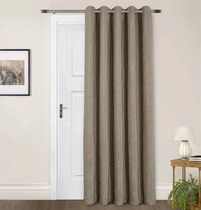 Image of Sundour Amberley Chenille Eyelet Door Curtain Brown