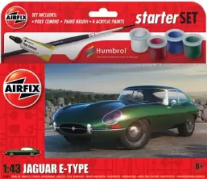 Image of AirFix Jaguar E-Type Green 1:43 Model Starter Set