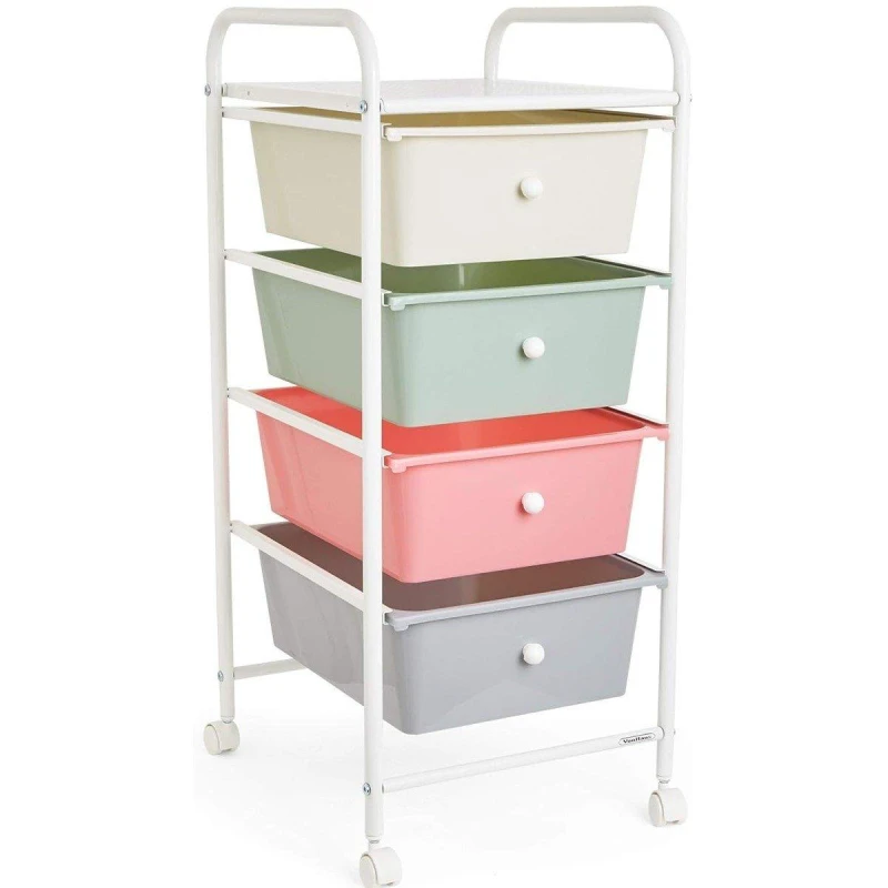 Image of VonHaus 4 Drawer Pastel Storage Trolley Multi unisex One Size