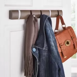 Image of House of Home 5 Satin Chrome Hooks On Espresso Mdf Board