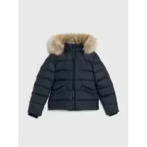 Image of Tommy Hilfiger Essential Down Fur Hood Jacket - Blue