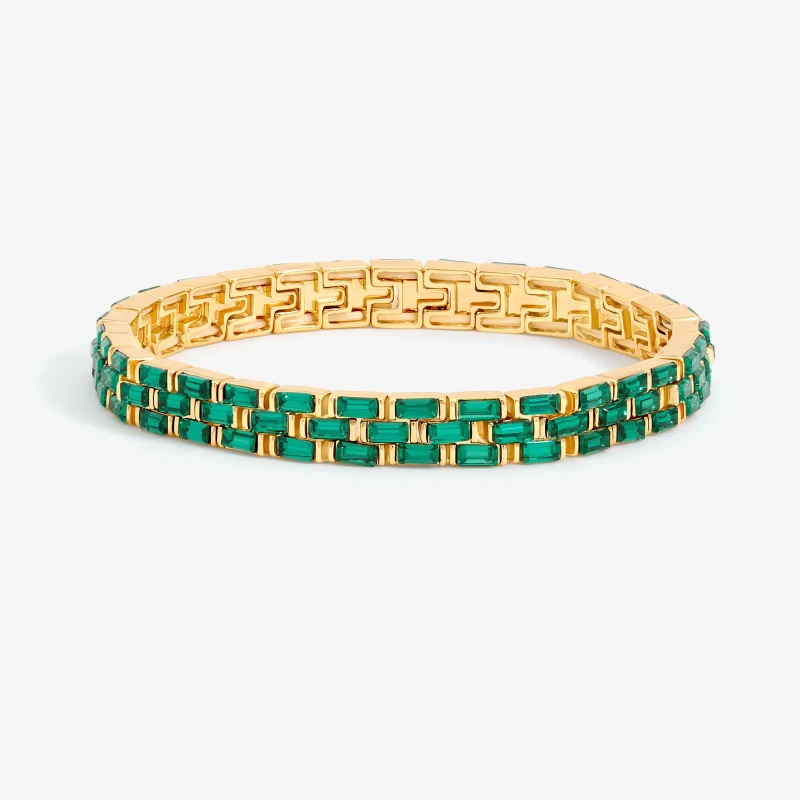 Image of Jon Richard Gold Plated and Emerald Chain Stretch Bracelet Chain Bracelets One Size Gold 41788710000