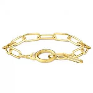 Image of THOMAS SABO Gold Plated Zirconia Ring Clasp Link Bracelet