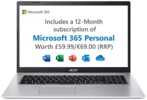 Image of Acer Aspire 3 17.3" Celeron 4GB 128GB Laptop - Silver