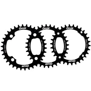 Image of Onza Buzz Saw Narrow/Wide Chainring Alloy 7075 CNC 4 Bolt 32 Teeth Black