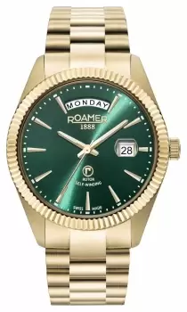 Image of Roamer 981662 58 75 90 Primeline Day Date Green Dial With Watch