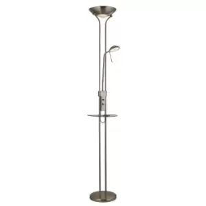 Image of LED Mother And Child Floor Lamp, USB And Wireless Charging, Satin Nickel 3000K
