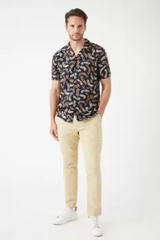 Image of Stone Flat Front Slim Fit Fine Twill Trousers