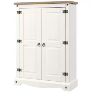Image of Corona White - Storage Cupboard 2 Door Pine Living Room Home Furniture White Painted Finish